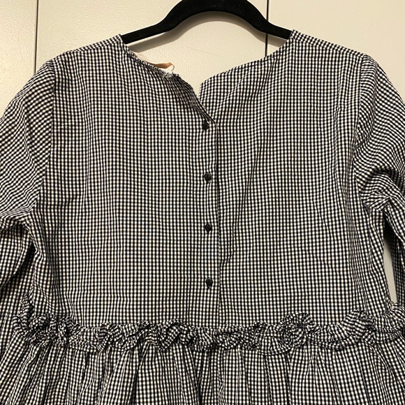 Zara Navy Gingham peplum shirt - Picture 3 of 4